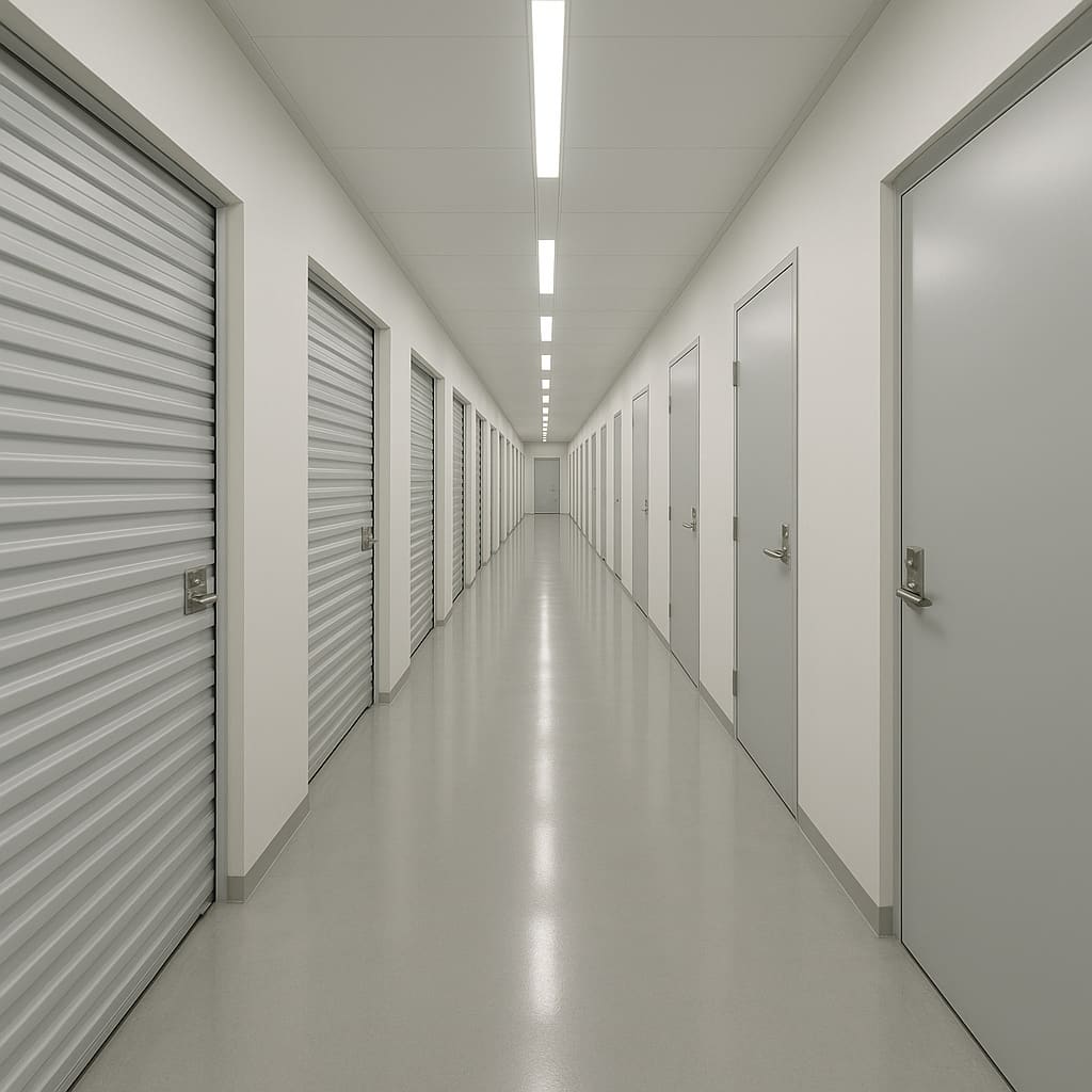 Moderner Gang mit Self-Storage Einheiten in Zürich