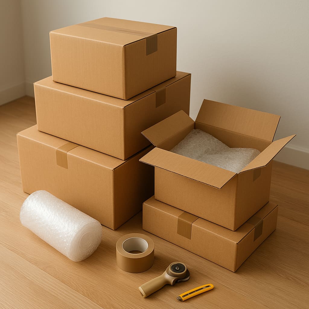 Kartons und Packmaterial für Einlagerung