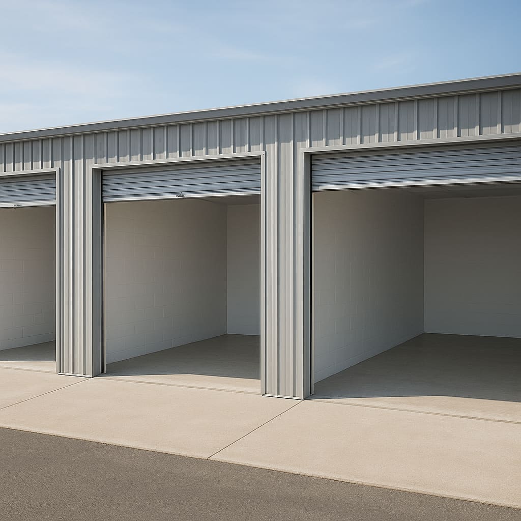 Drei verschieden grosse leere Lagereinheiten